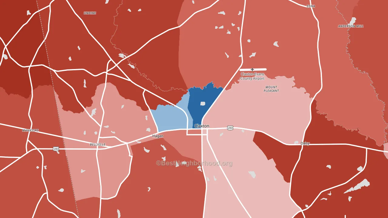 Claxton, GA block-group political-lean map