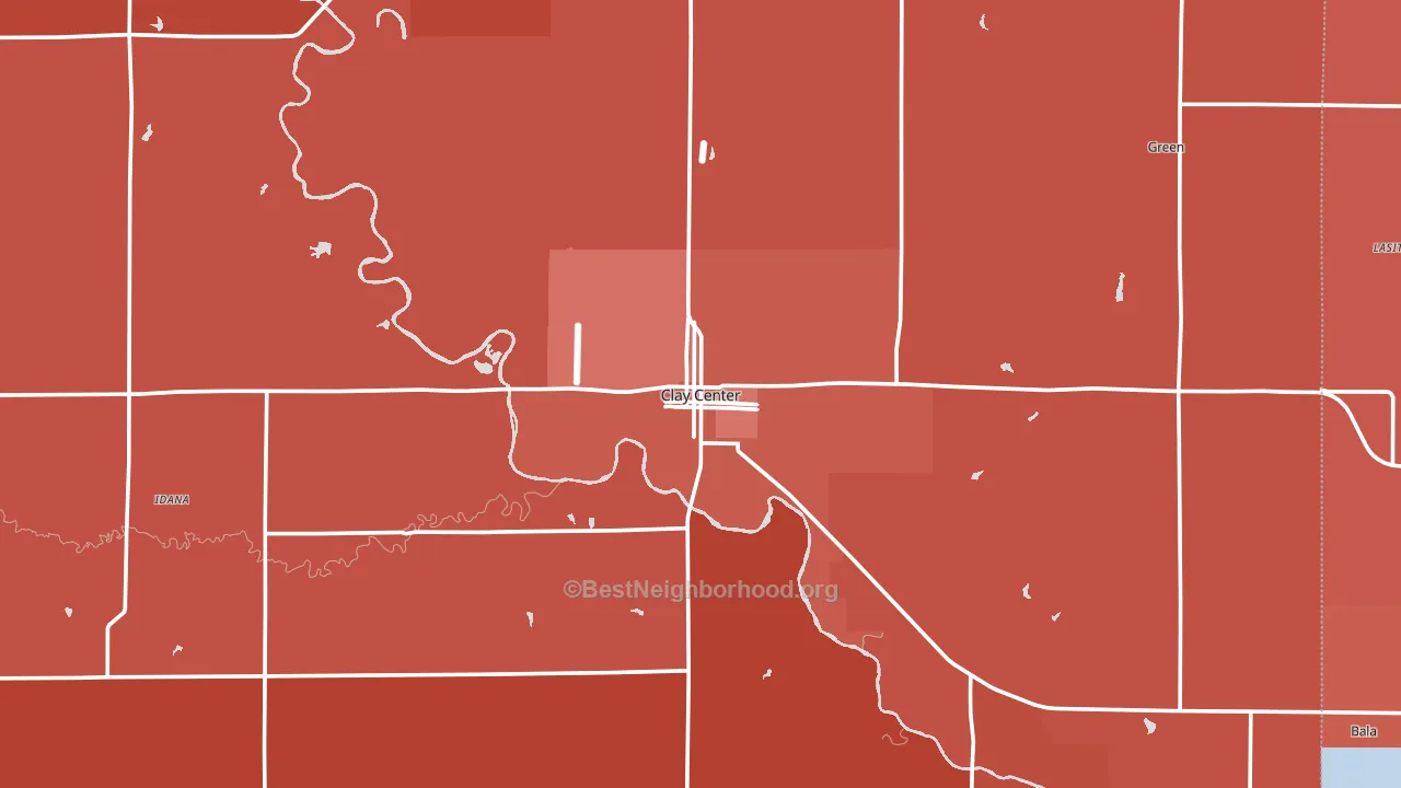 Clay Center, KS block-group political-lean map