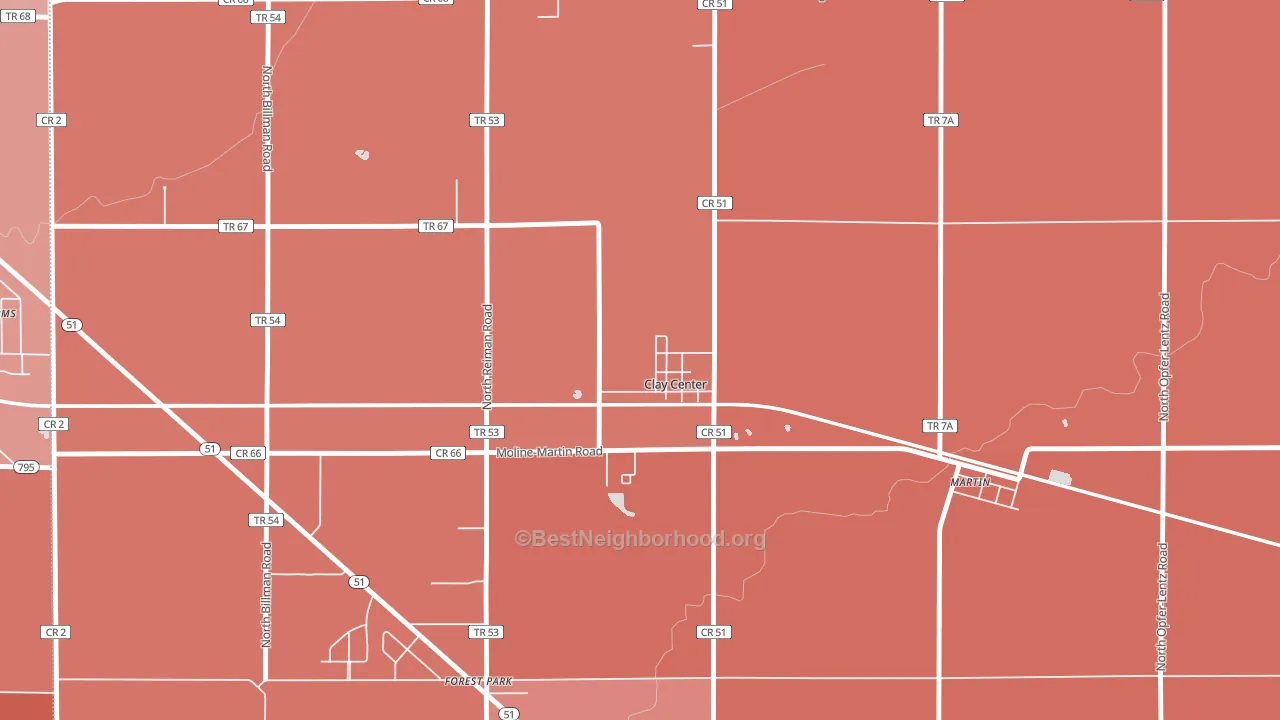 Clay Center, OH block-group political-lean map