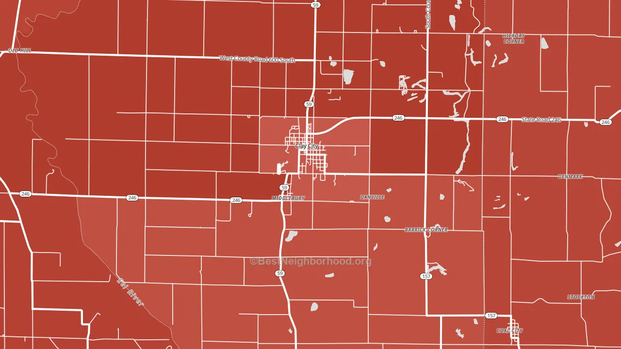 Clay City, IN block-group political-lean map