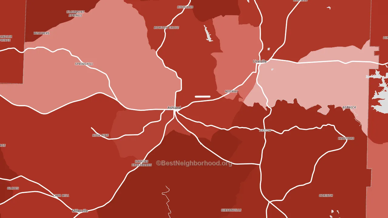Clay County, AL block-group political-lean map