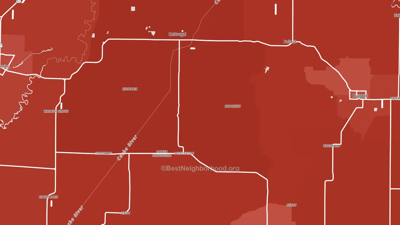 Clay County, AR block-group political-lean map
