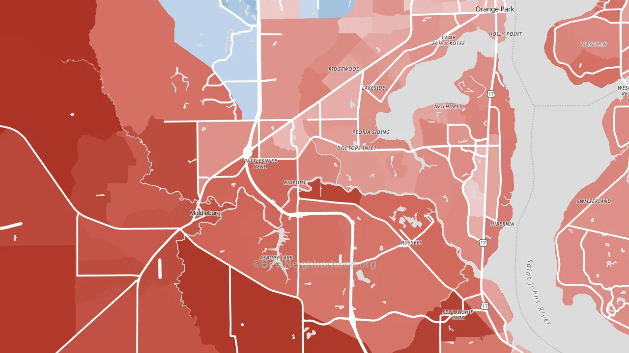 Clay County, FL block-group political-lean map