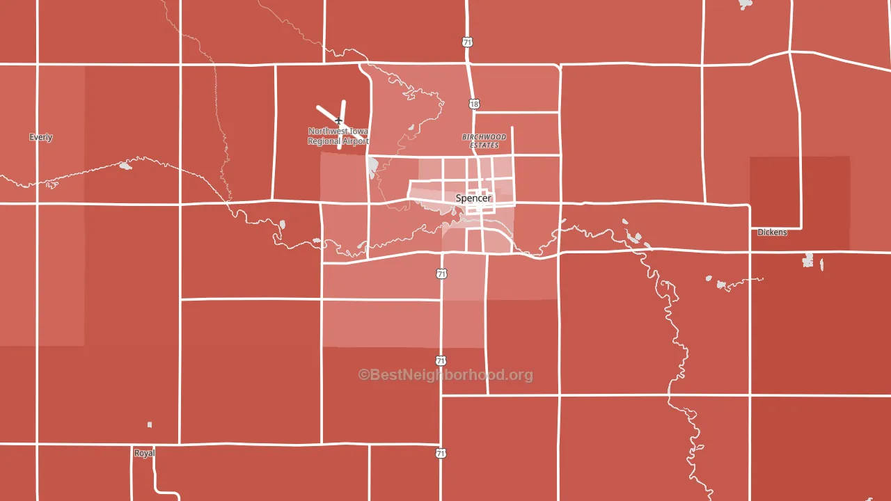 Clay County, IA block-group political-lean map