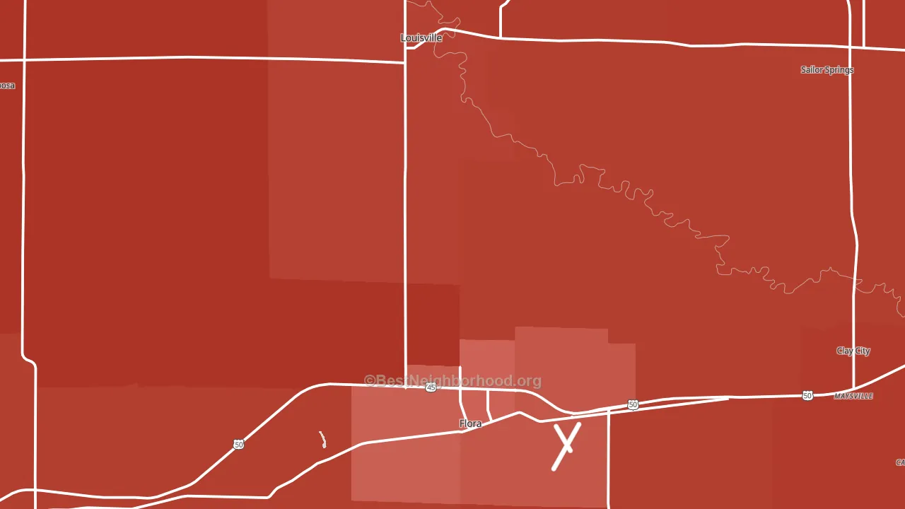 Clay County, IL block-group political-lean map