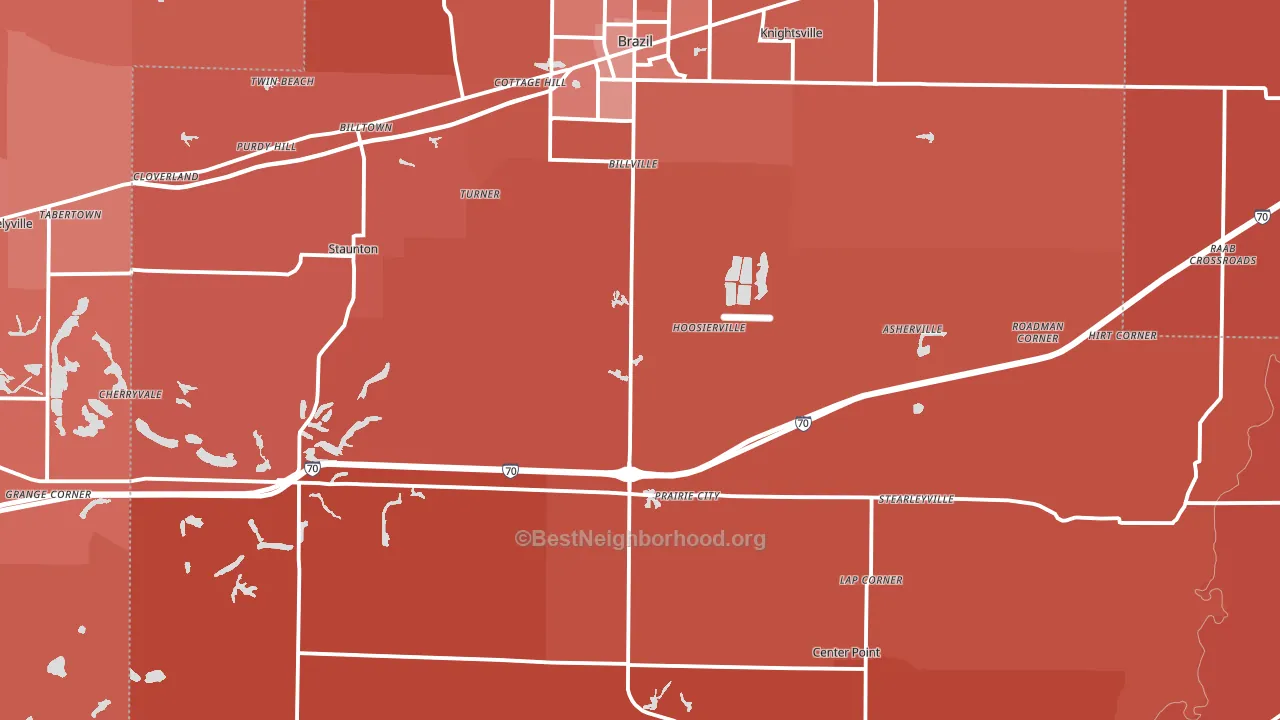 Clay County, IN block-group political-lean map