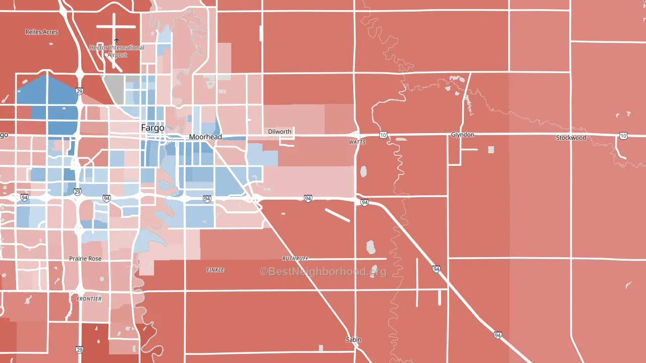 Clay County, MN block-group political-lean map