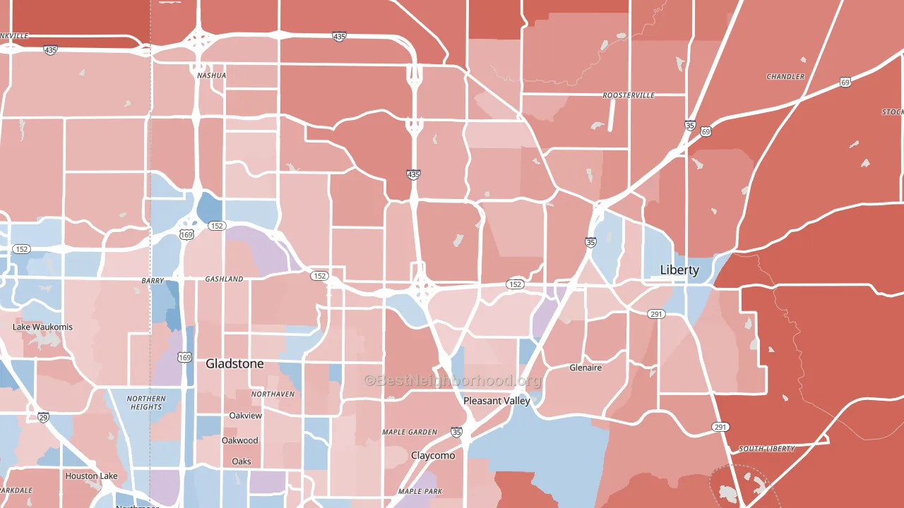 Clay County, MO block-group political-lean map