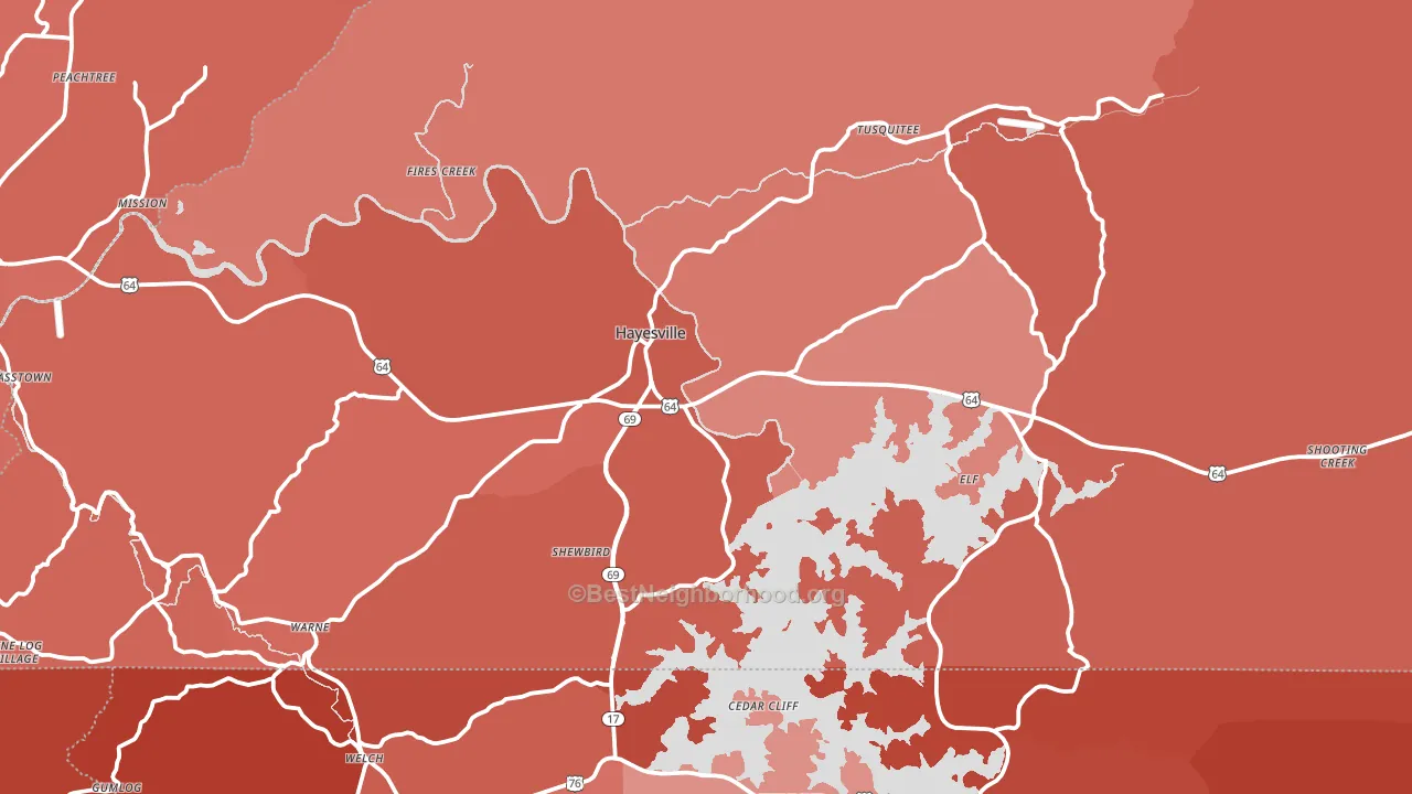 Clay County, NC block-group political-lean map