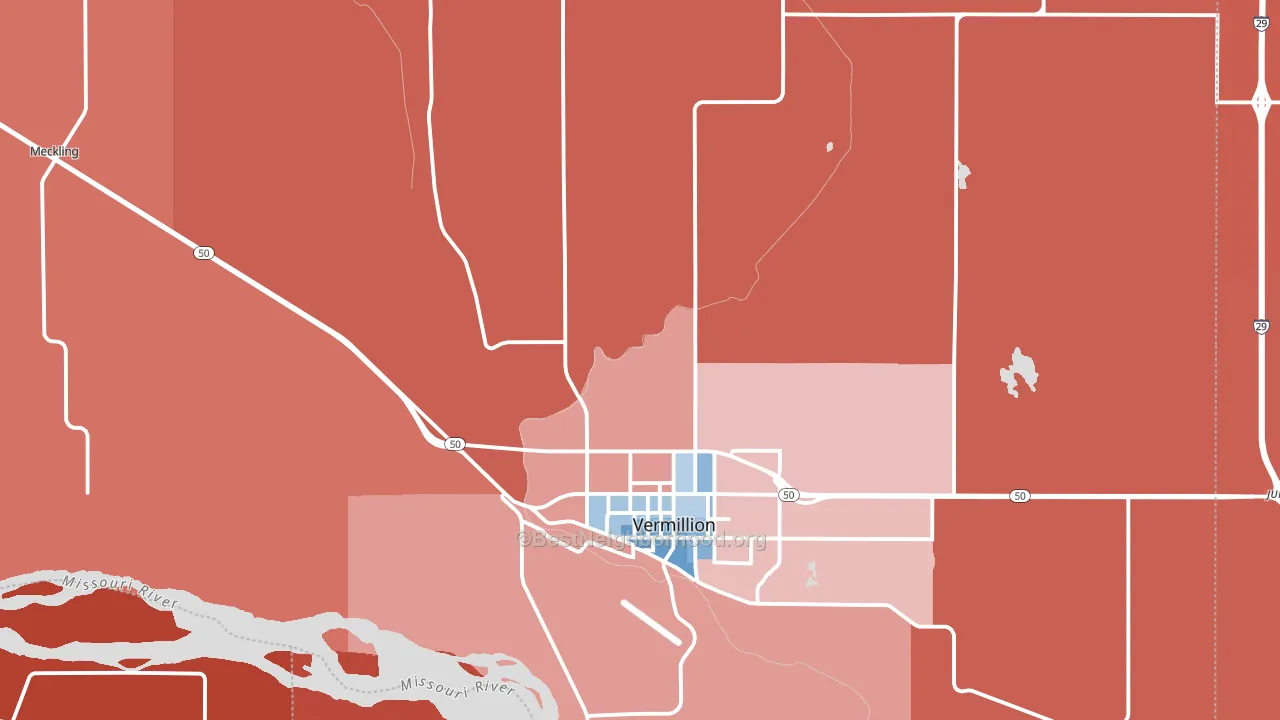 Clay County, SD block-group political-lean map