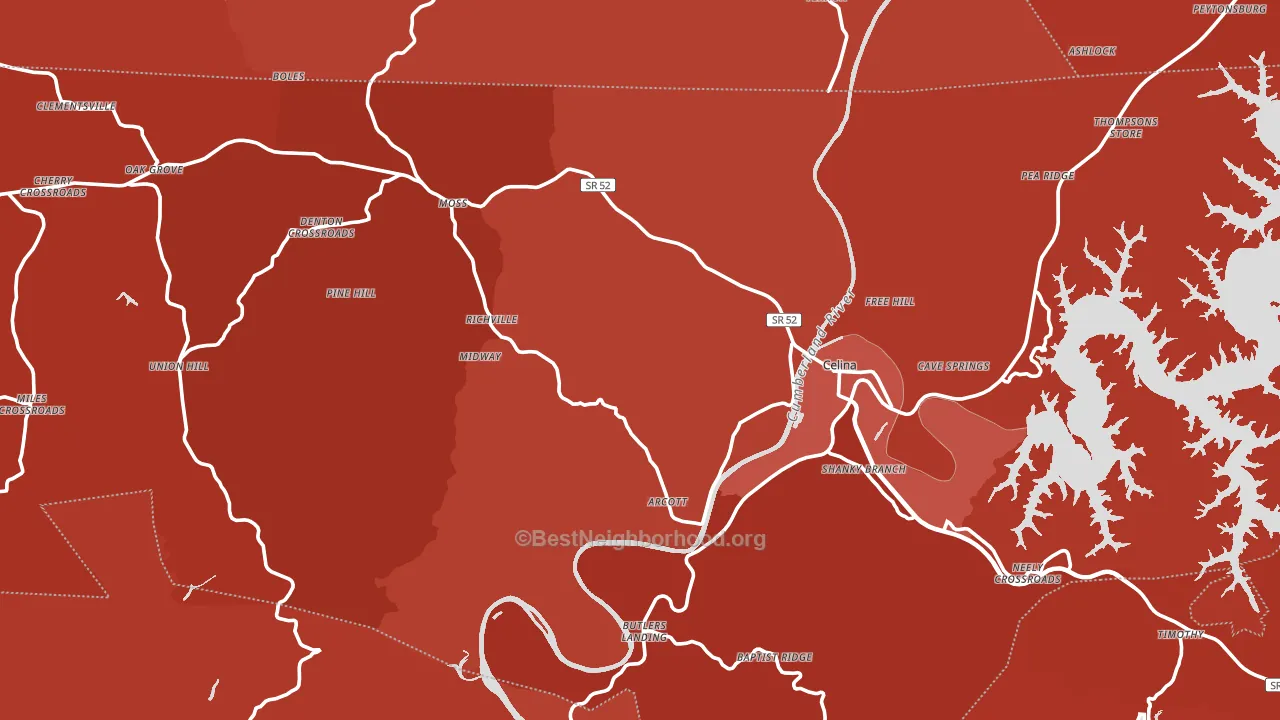 Clay County, TN block-group political-lean map
