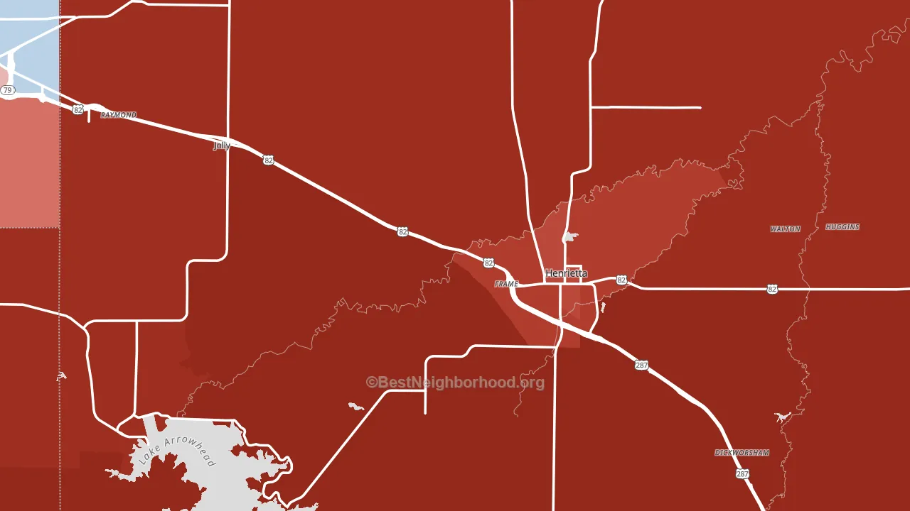 Clay County, TX block-group political-lean map