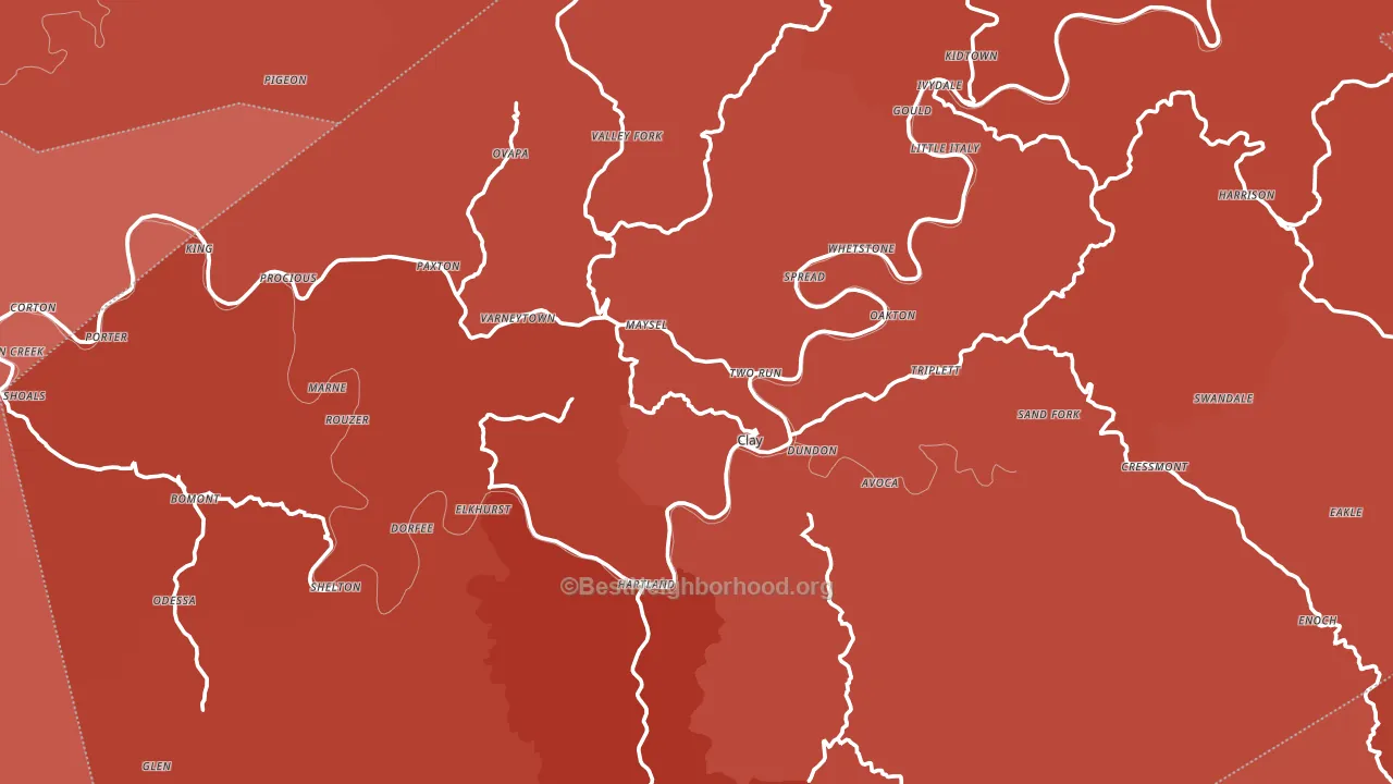 Clay County, WV block-group political-lean map