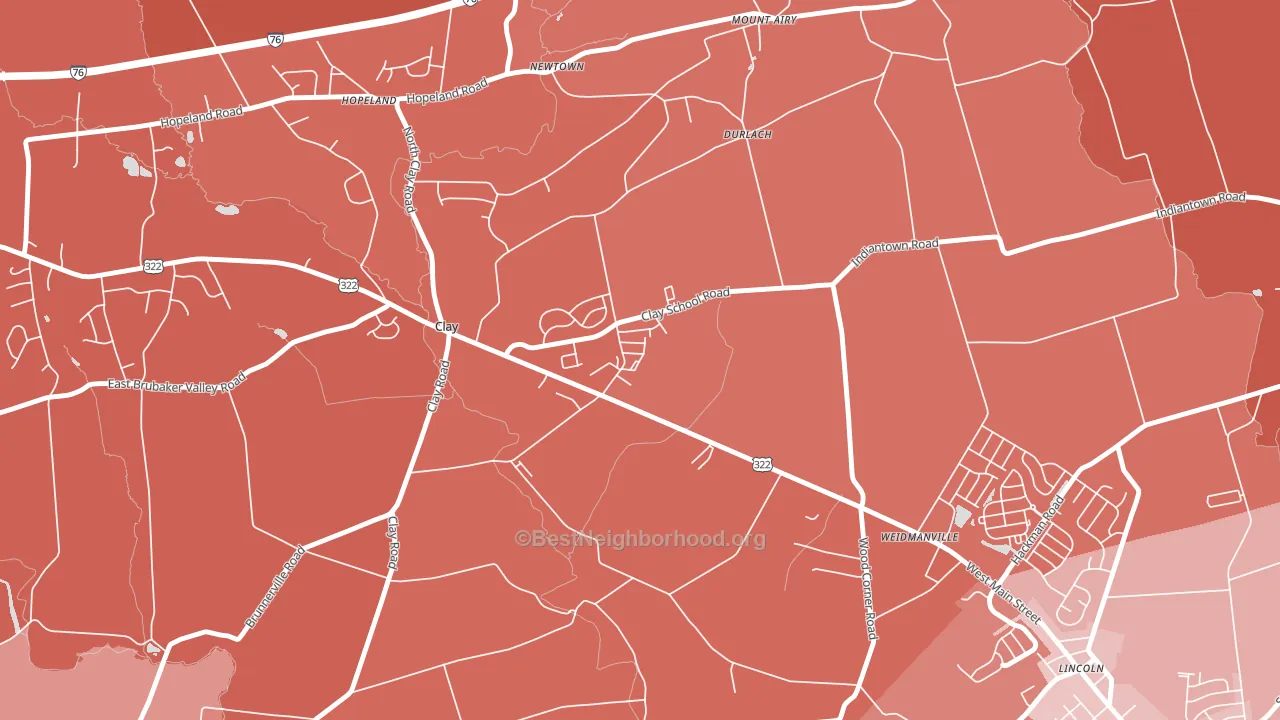 Clay, PA block-group political-lean map