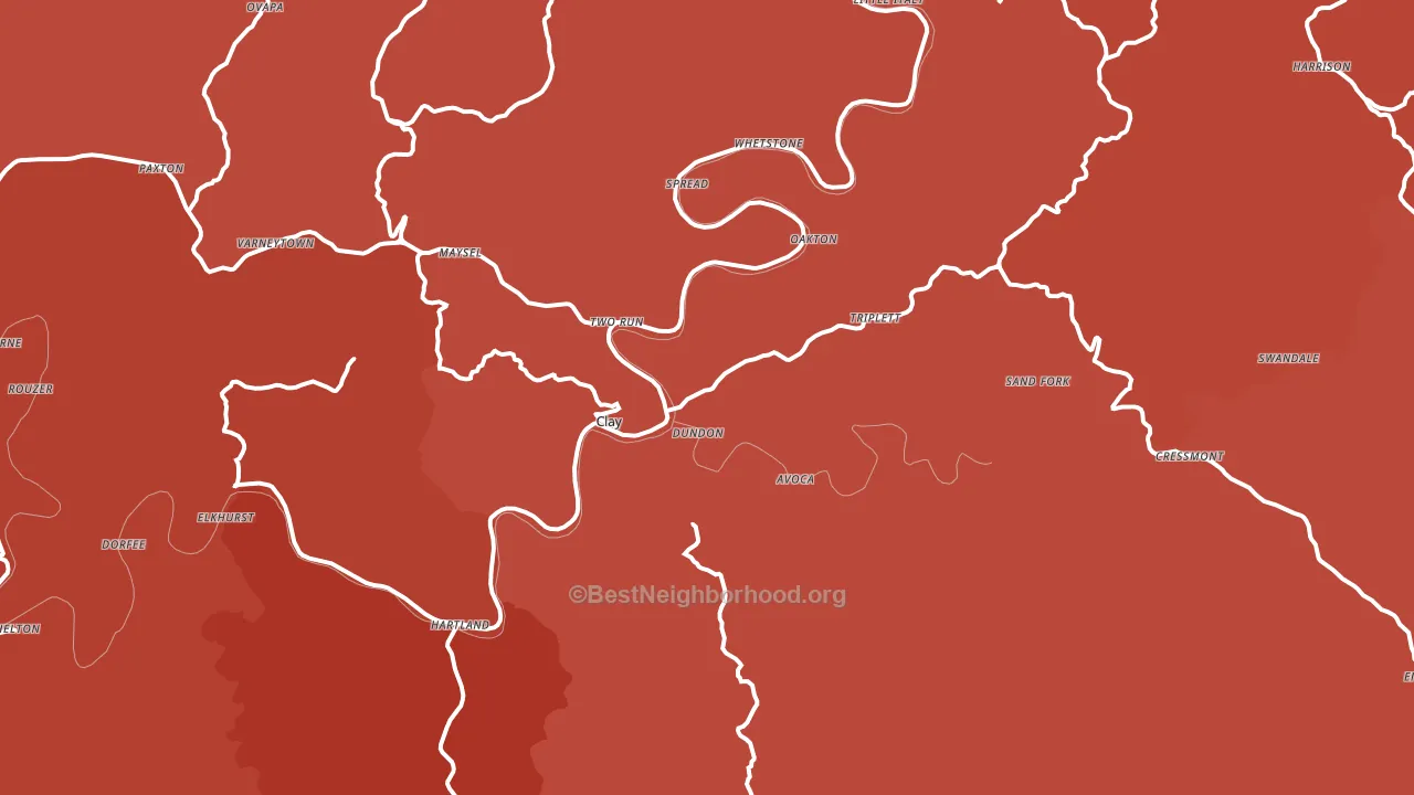 Clay, WV block-group political-lean map