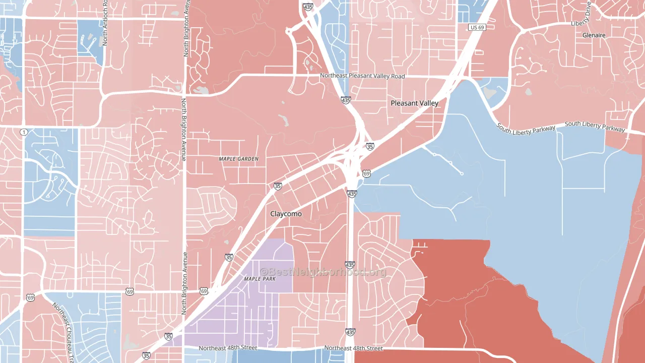 Claycomo, MO block-group political-lean map