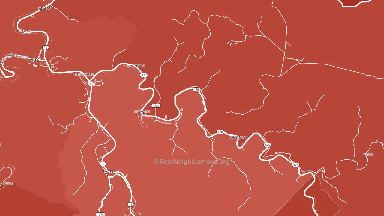 Clayhole, KY block-group political-lean map