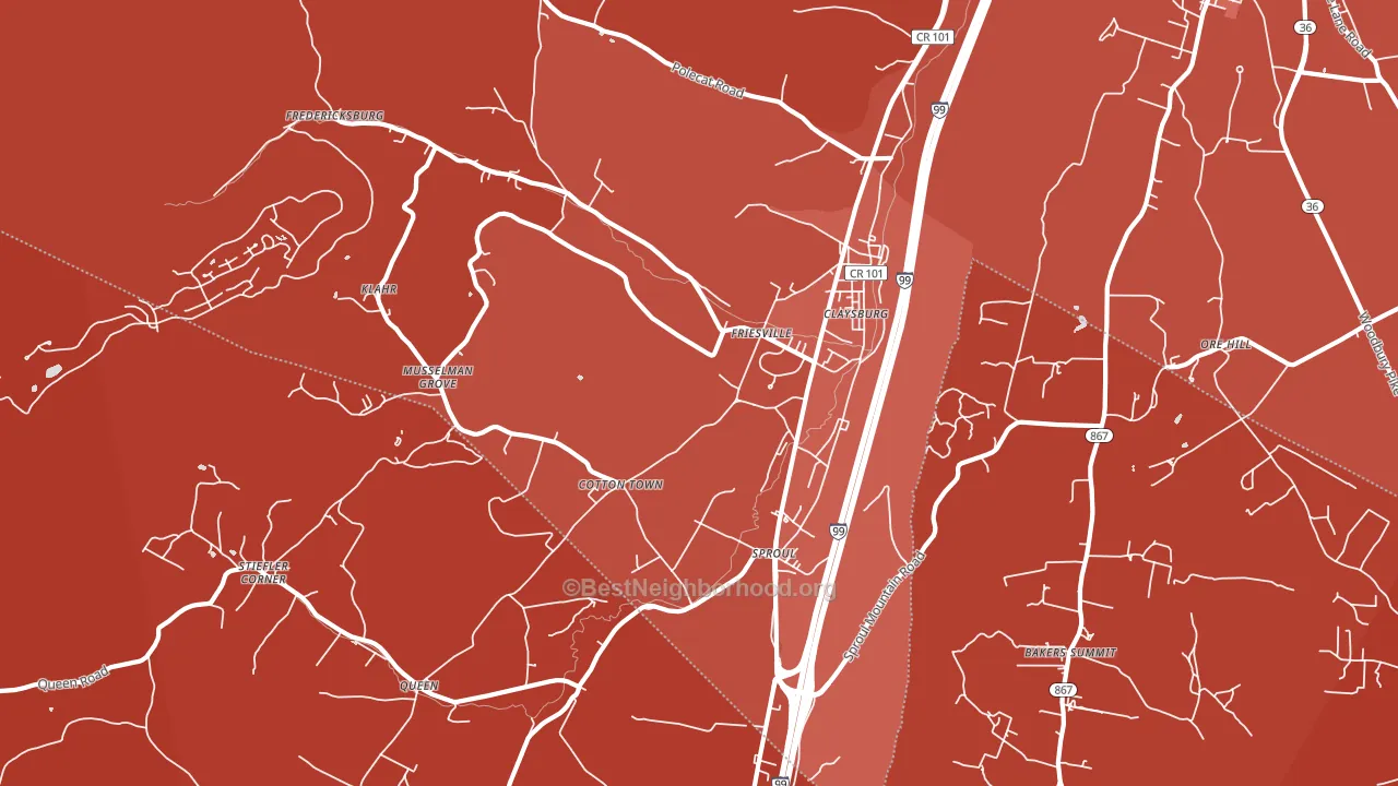 Claysburg, PA block-group political-lean map