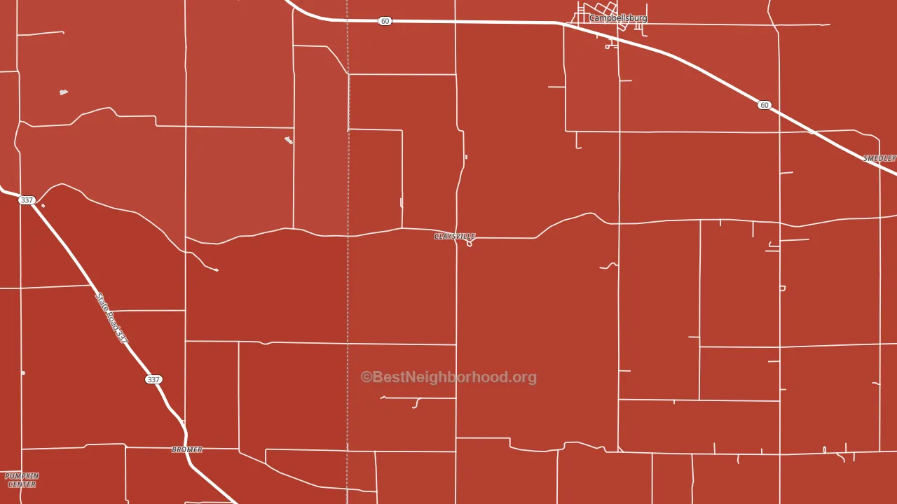 Claysville, IN block-group political-lean map