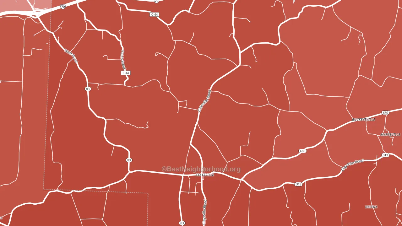 Claysville, OH block-group political-lean map