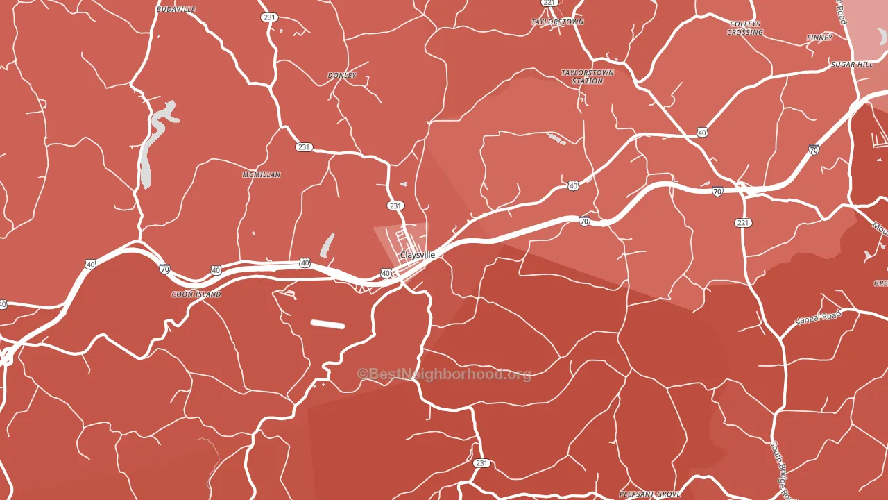 Claysville, PA block-group political-lean map