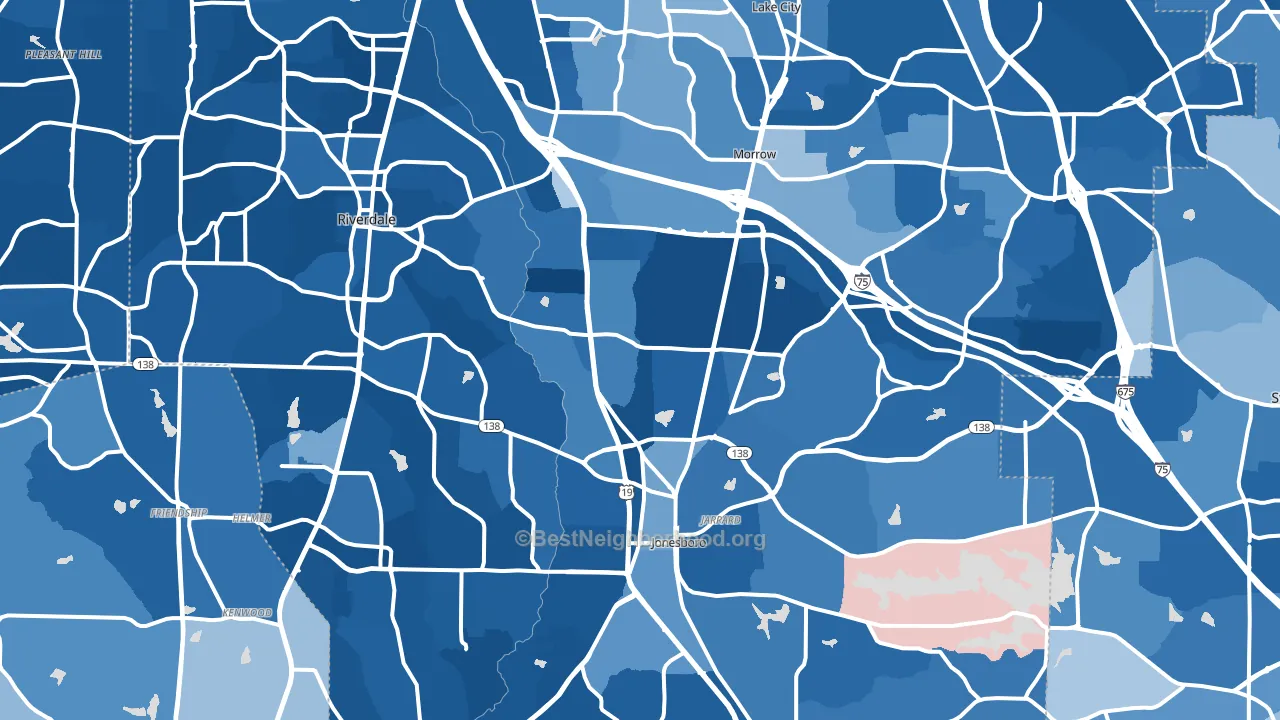 Clayton County, GA block-group political-lean map