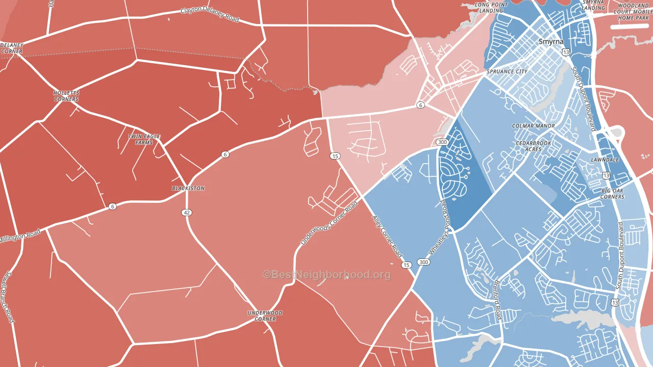 Clayton, DE block-group political-lean map