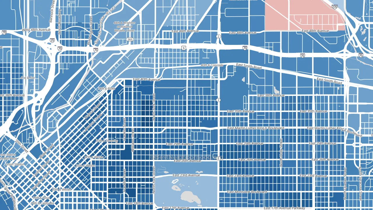 Clayton, Denver, CO block-group political-lean map