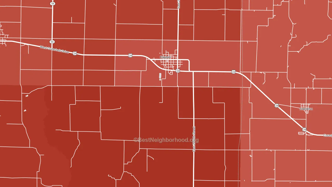 Clayton, IL block-group political-lean map