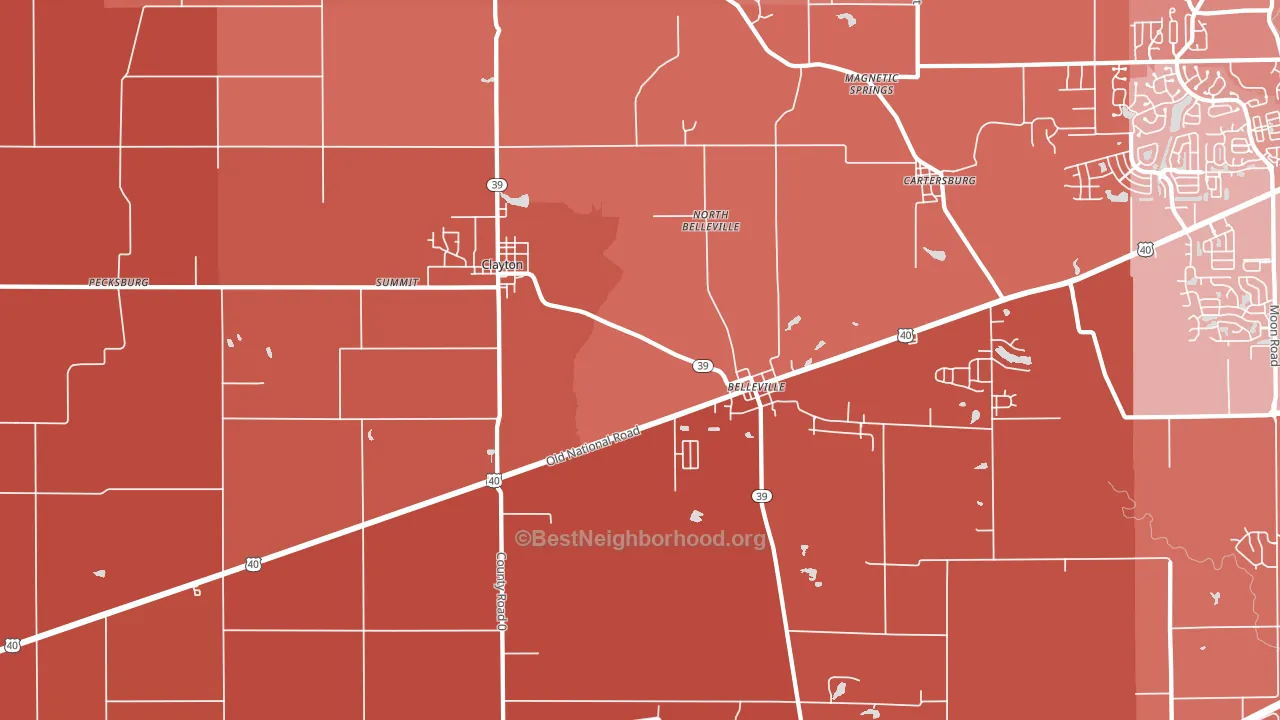 Clayton, IN block-group political-lean map
