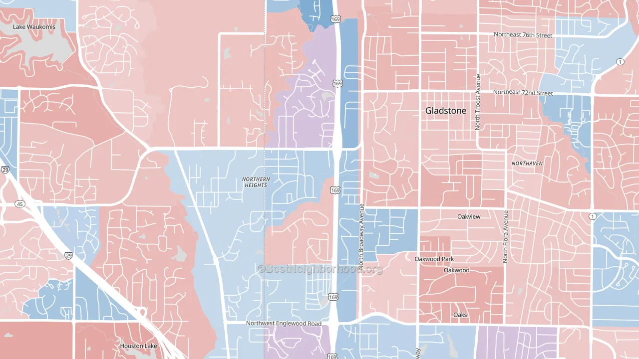 Clayton, Kansas City, MO block-group political-lean map