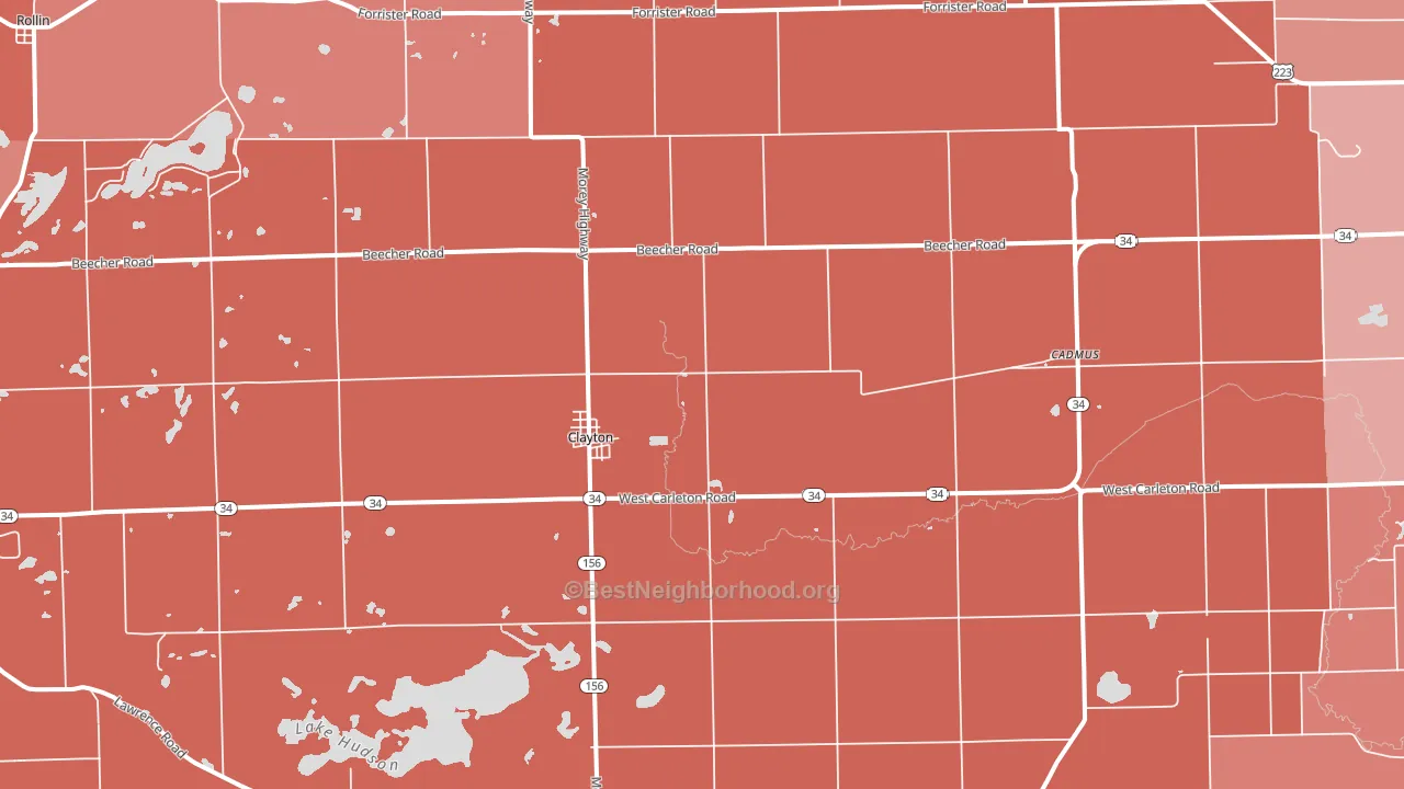 Clayton, MI block-group political-lean map