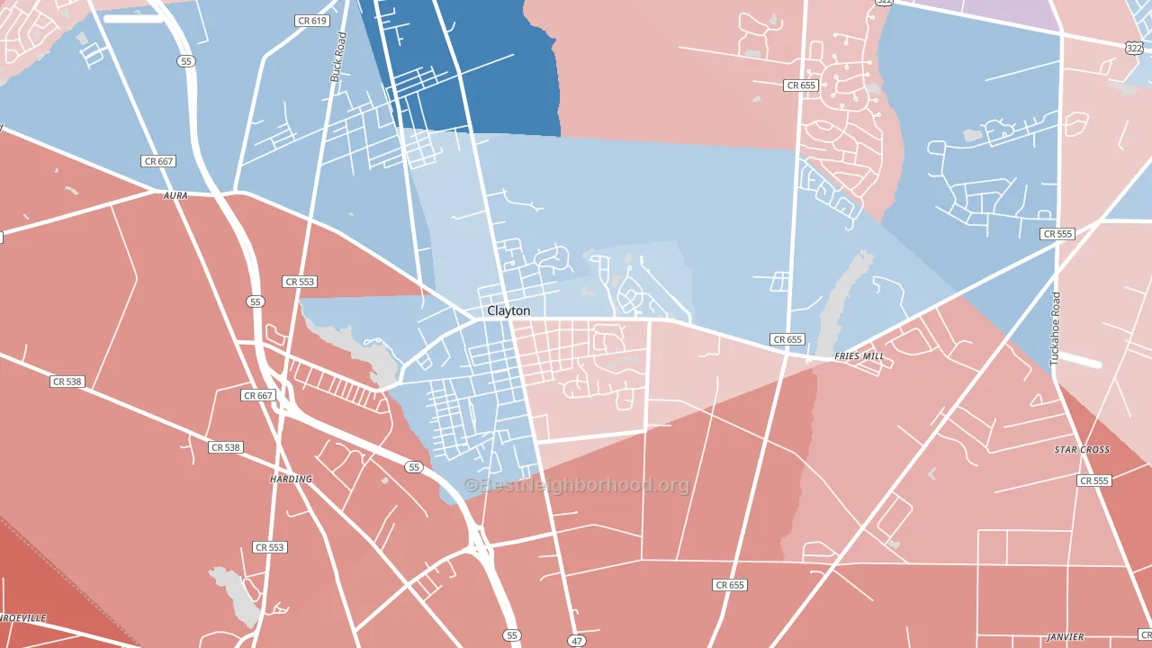 Clayton, NJ block-group political-lean map