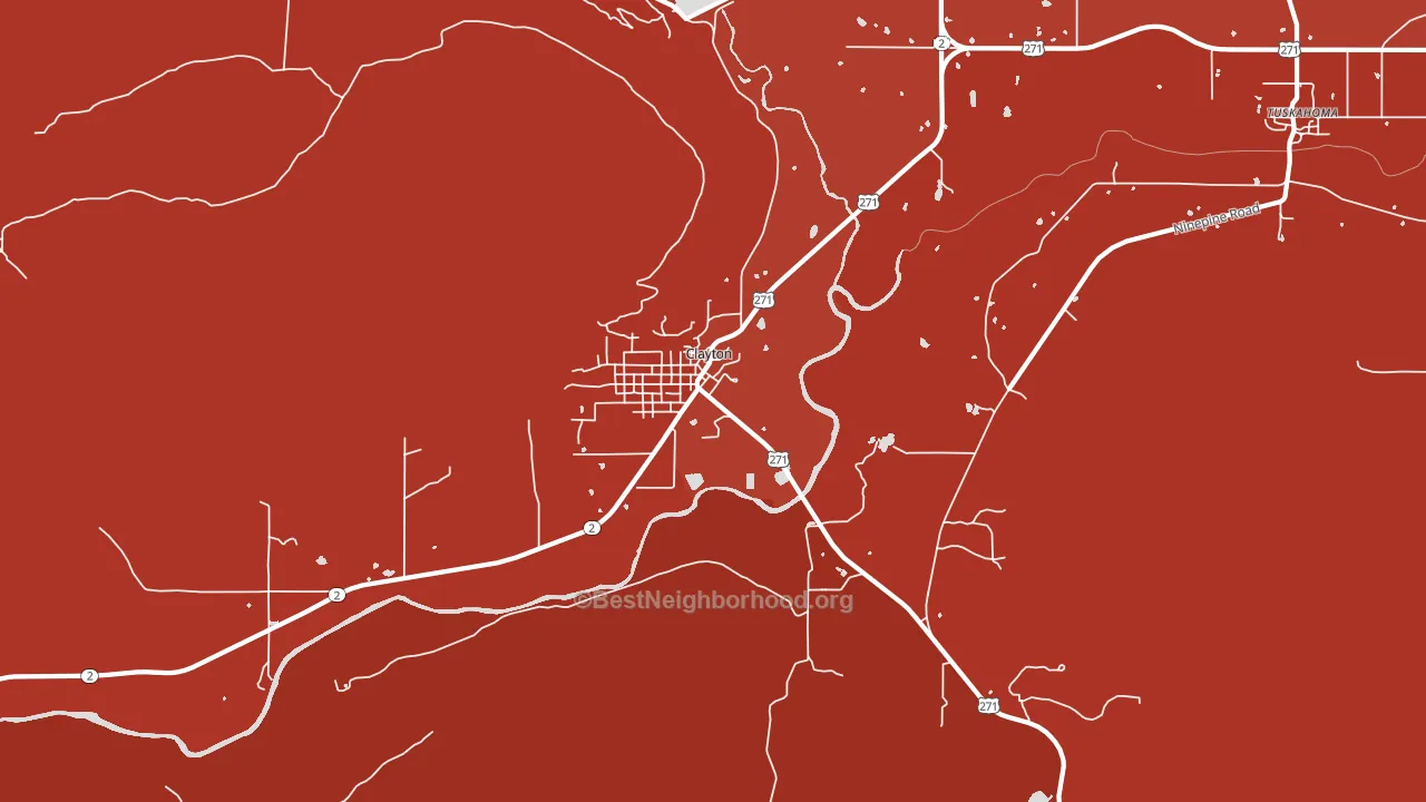Clayton, OK block-group political-lean map