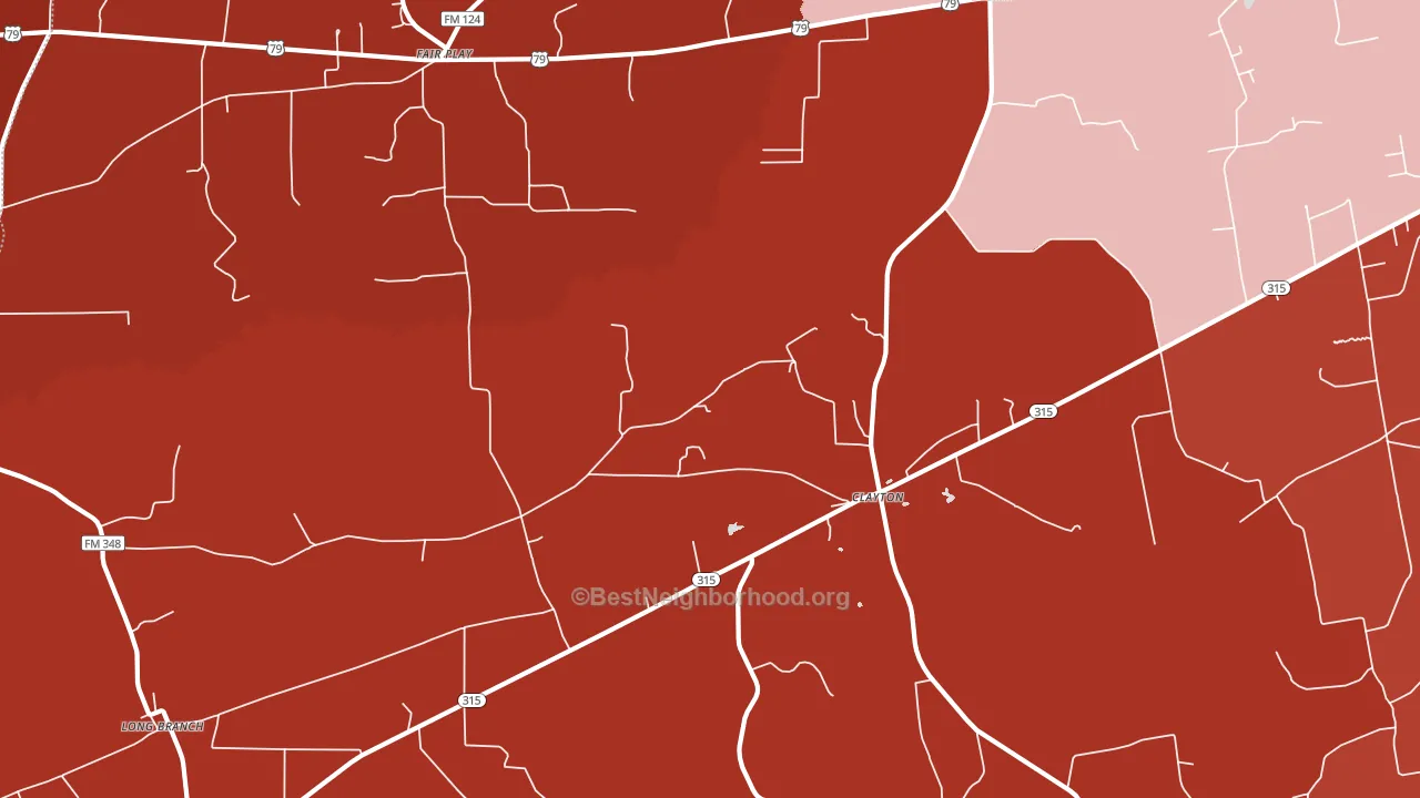 Clayton, TX block-group political-lean map