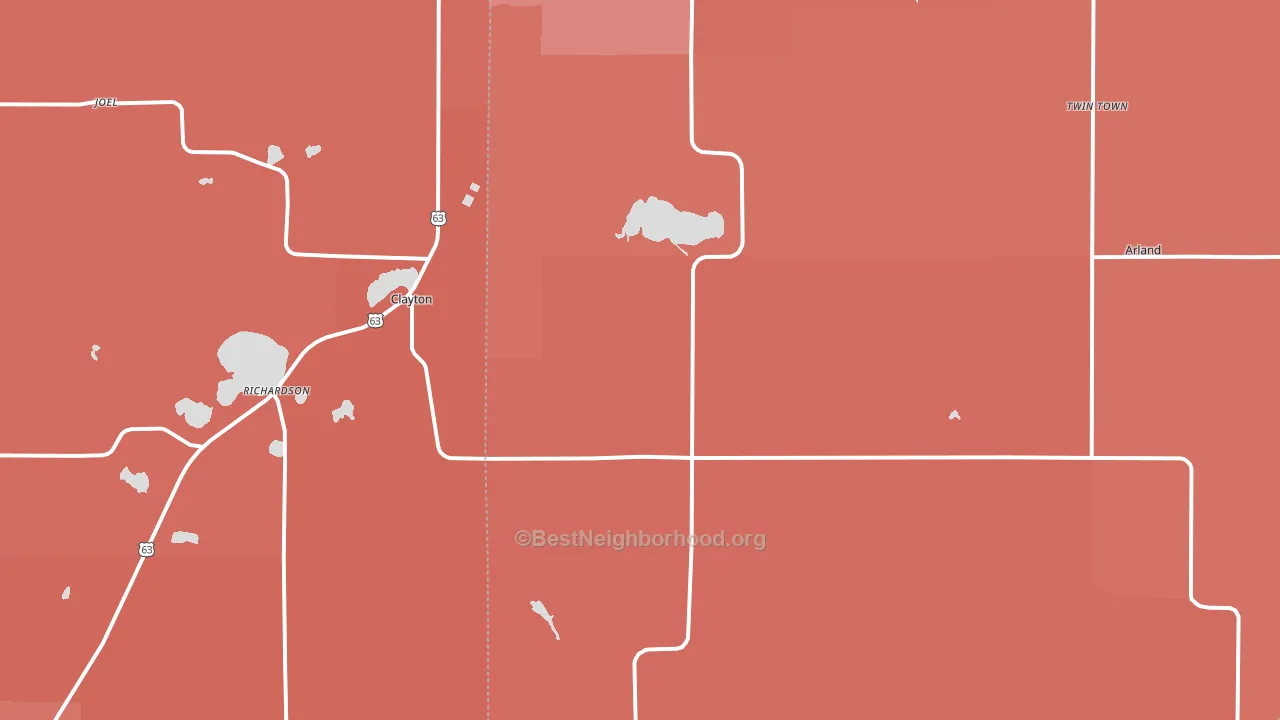 Clayton, WI block-group political-lean map