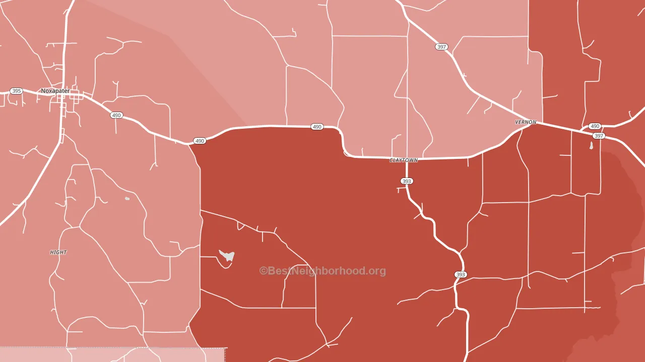 Claytown, MS block-group political-lean map