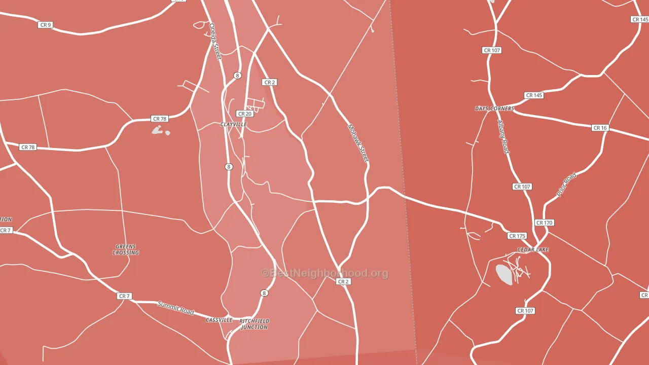 Clayville, NY block-group political-lean map