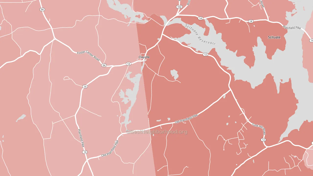 Clayville, RI block-group political-lean map