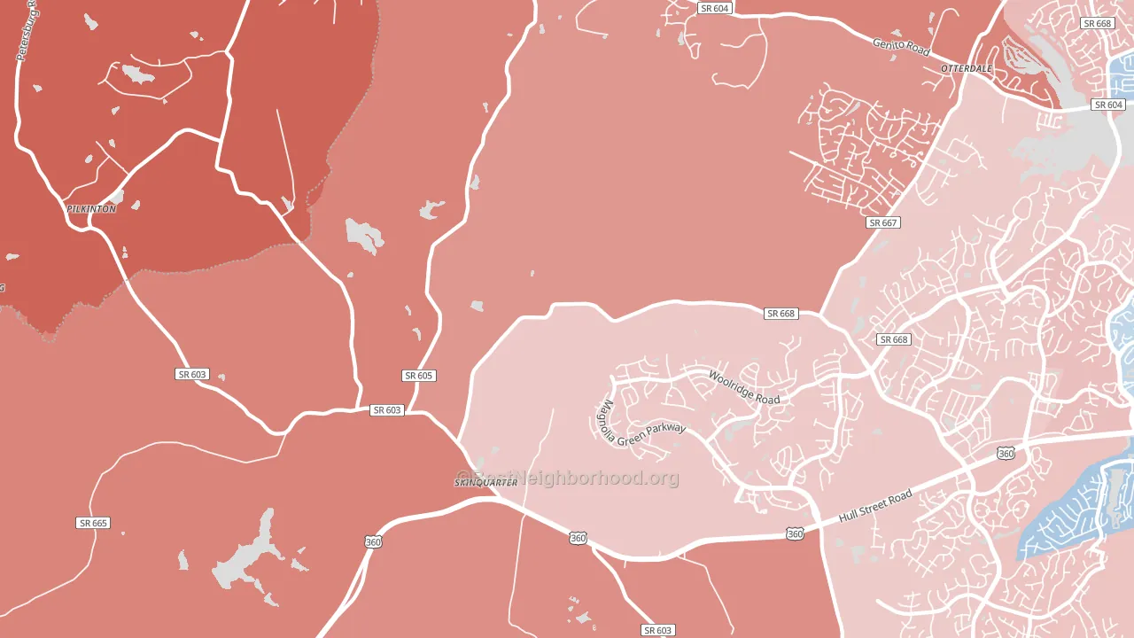 Clayville, VA block-group political-lean map