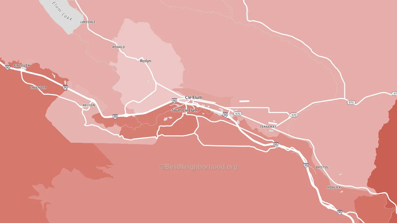 Cle Elum, WA block-group political-lean map