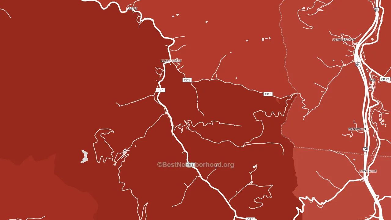 Clear Creek, WV block-group political-lean map