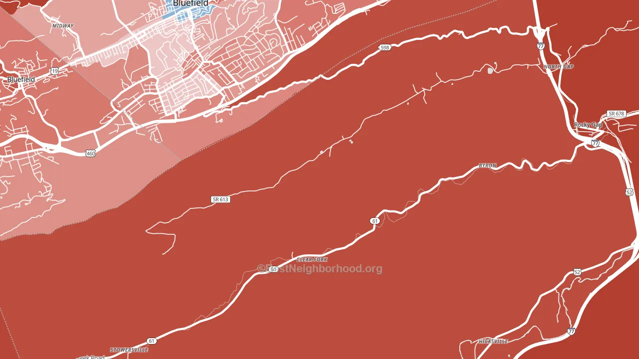 Clear Fork, VA block-group political-lean map