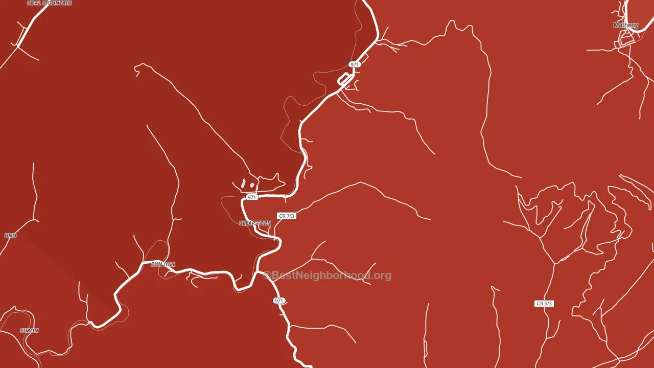 Clear Fork, WV block-group political-lean map