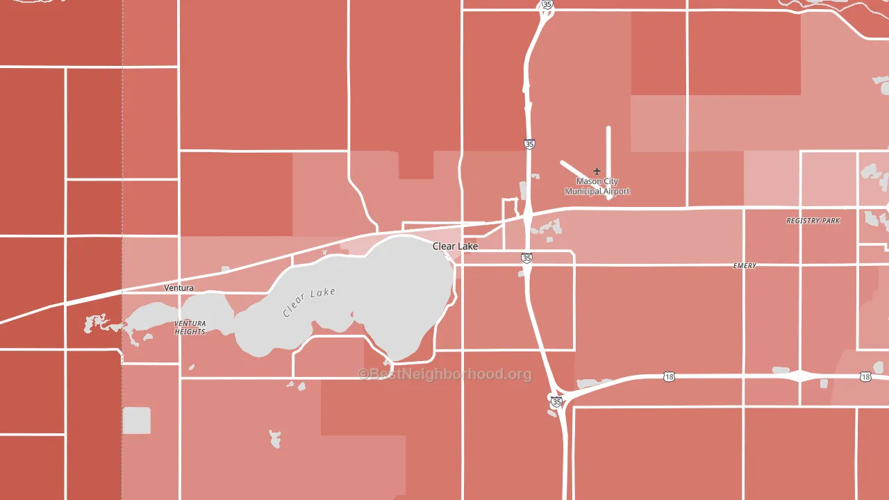 Clear Lake, IA block-group political-lean map