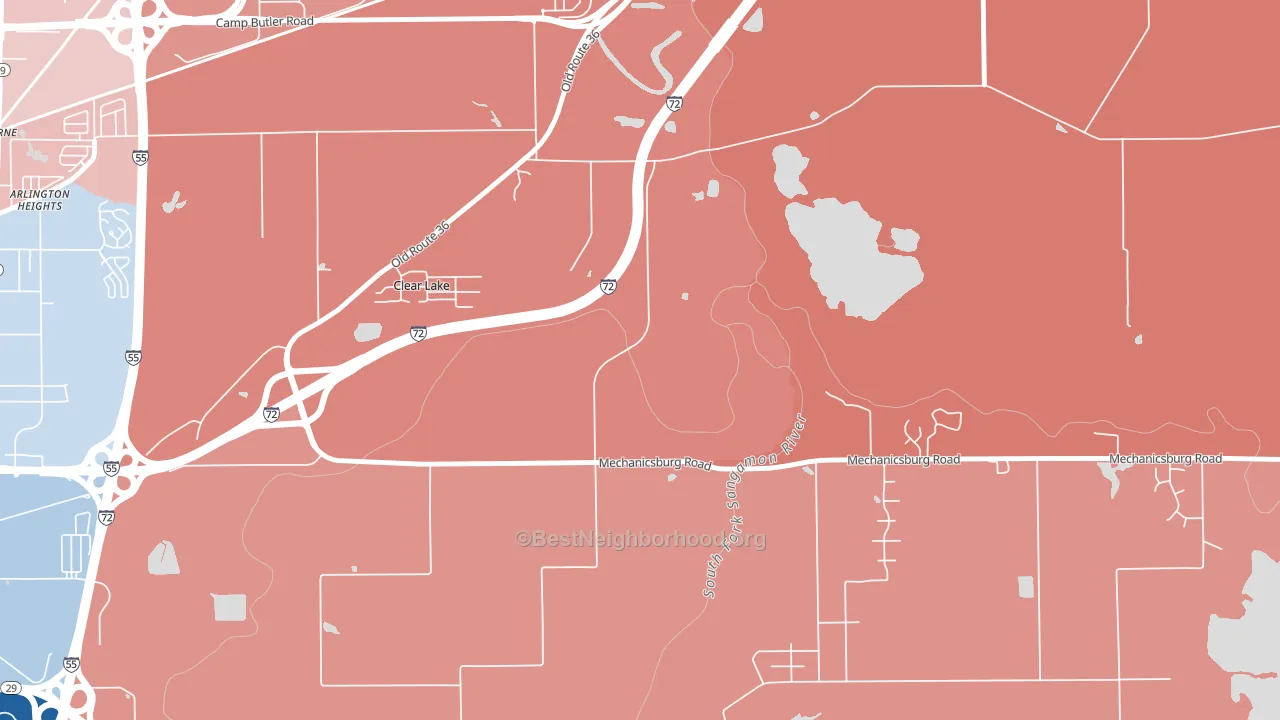 Clear Lake, IL block-group political-lean map