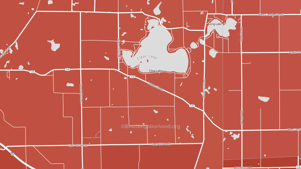 Clear Lake, IN block-group political-lean map