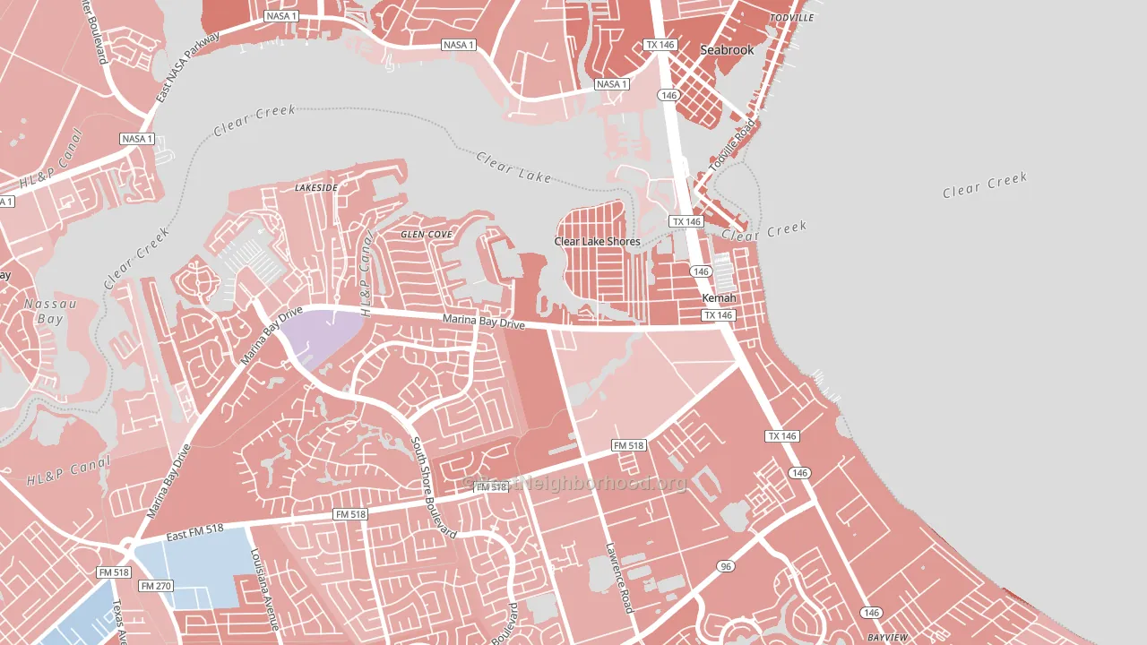 Clear Lake Shores, TX block-group political-lean map
