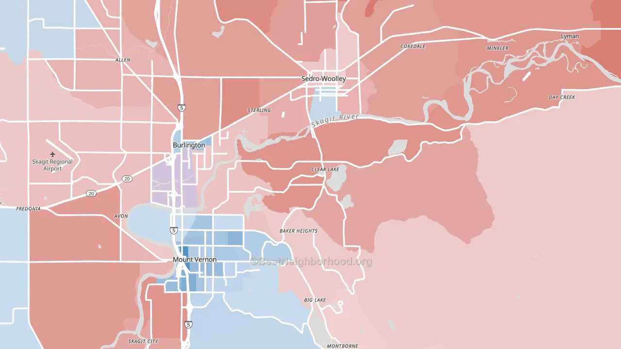 Clear Lake, WA block-group political-lean map