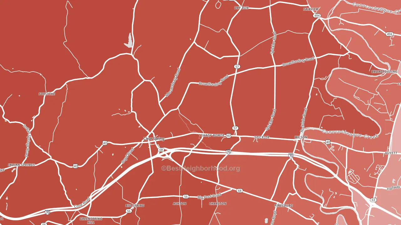 Clear Spring, MD block-group political-lean map